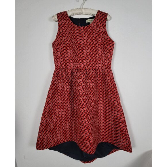 Lili Wang For Lili's Closet Red Navy Textured Sleeveless A-Line Dress Size 12 - Picture 1 of 13